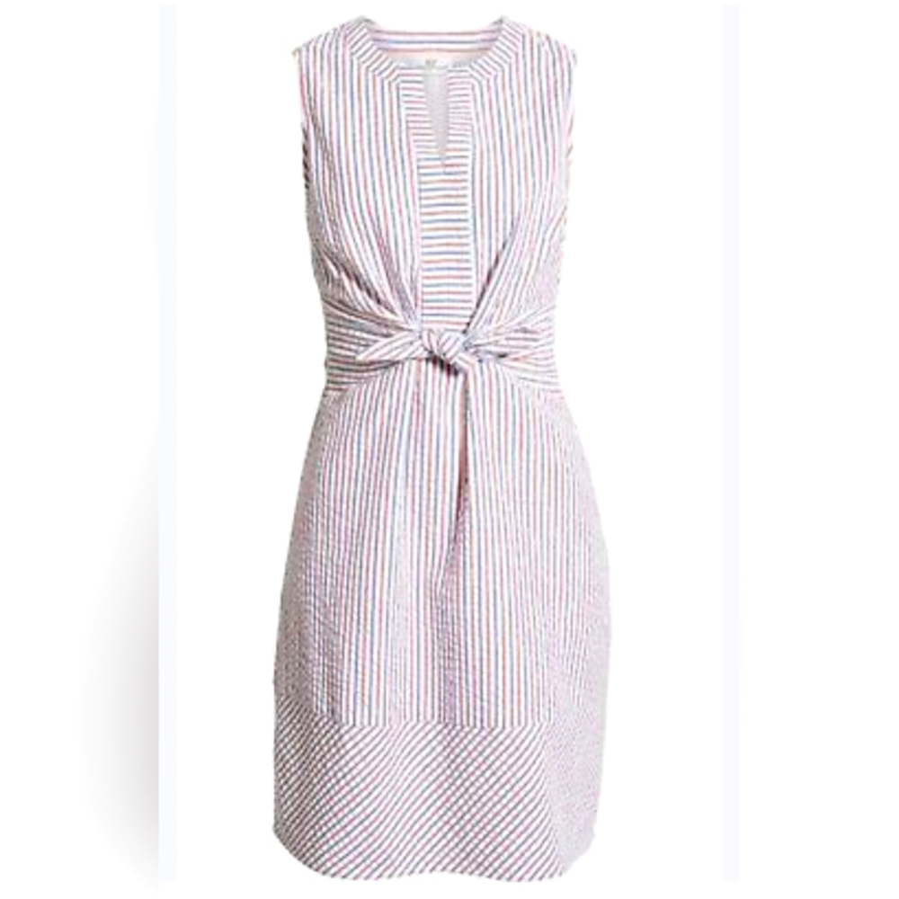 Vineyard Vines Firework Seersucker Tie-Front Dress Red White Blue size 00